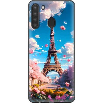 Силиконовый Чехол с Картинкой для Samsung Galaxy A21 (A215) Принт (Париж, Эйфелева Башня) (39760-ysm035)