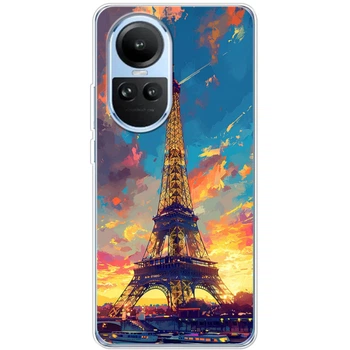 Силиконовый Чехол с Картинкой для OPPO Reno 10 Принт (Париж, Эйфелева Башня) (48877-ysm038)