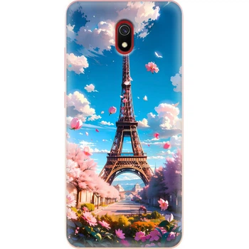 Силиконовый Чехол с Картинкой для Xiaomi Redmi 8A Принт (Париж, Эйфелева Башня) (38341-ysm035)