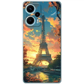 Силиконовый Чехол с Картинкой для Xiaomi Poco F5 Принт (Париж, Эйфелева Башня) (47675-ysm037)