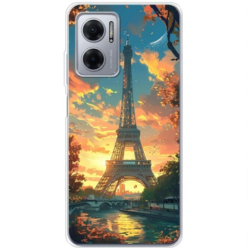Силиконовый Чехол с Картинкой для Xiaomi Redmi Note 11E Принт (Париж, Эйфелева Башня) (45223-ysm037)