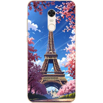 Силиконовый Чехол с Картинкой для Xiaomi Redmi 5 Plus Принт (Париж, Эйфелева Башня) (32522-ysm036)