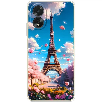 Силиконовый Чехол с Картинкой для OPPO A38 4G Принт (Париж, Эйфелева Башня) (50723-ysm035)