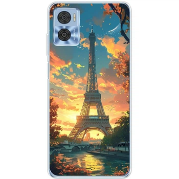 Силиконовый Чехол с Картинкой для Motorola E22i Принт (Париж, Эйфелева Башня) (045550-ysm037)