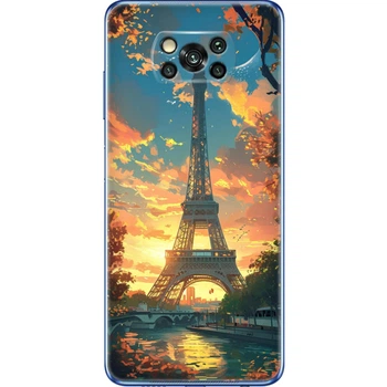Силиконовый Чехол с Картинкой для Xiaomi Poco X3 Принт (Париж, Эйфелева Башня) (41288-ysm037)