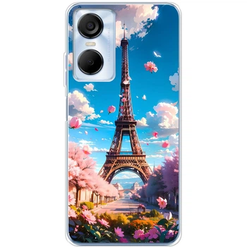 Силиконовый Чехол с Картинкой для Tecno Pop 6 Pro Принт (Париж, Эйфелева Башня) (45570-ysm035)