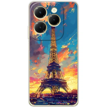 Силиконовый Чехол с Картинкой для Infinix Hot 40 Принт (Париж, Эйфелева Башня) (55314-ysm038)