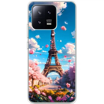 Силиконовый Чехол с Картинкой для Xiaomi 13 Принт (Париж, Эйфелева Башня) (46192-ysm035)