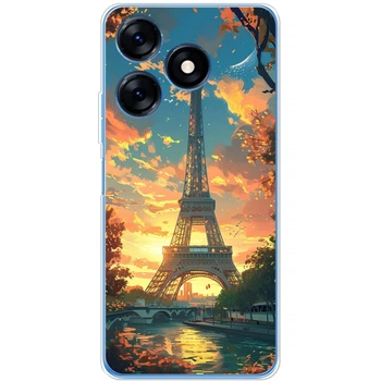 Силиконовый Чехол с Картинкой для Tecno Spark 10 Принт (Париж, Эйфелева Башня) (47582-ysm037)