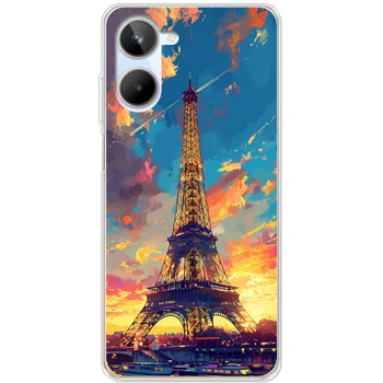 Силиконовый Чехол с Картинкой для Realme 10 4G Принт (Париж, Эйфелева Башня) (46066-ysm038)