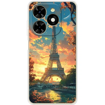 Силиконовый Чехол с Картинкой для Tecno Spark 20C Принт (Париж, Эйфелева Башня) (55354-ysm037)