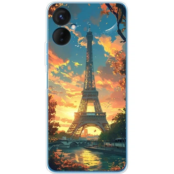 Силиконовый Чехол с Картинкой для Tecno Spark 9 Pro Принт (Париж, Эйфелева Башня) (45288-ysm037)