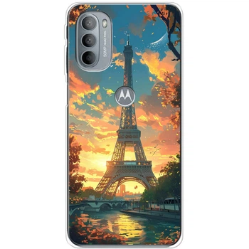 Силиконовый Чехол с Картинкой для Motorola G31 Принт (Париж, Эйфелева Башня) (44890-ysm037)