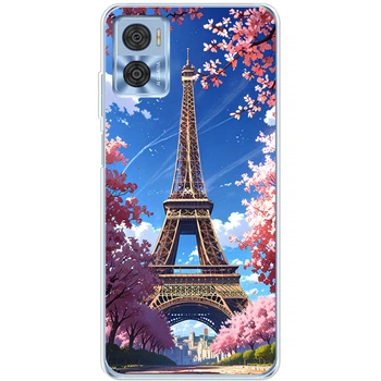 Силиконовый Чехол с Картинкой для Motorola E22 Принт (Париж, Эйфелева Башня) (45550-ysm036)