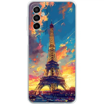 Силиконовый Чехол с Картинкой для Samsung Galaxy M13 (M135) Принт (Париж, Эйфелева Башня) (44955-ysm038)