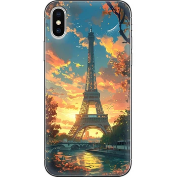 Силиконовый Чехол с Картинкой для IPhone X Принт (Париж, Эйфелева Башня) (32139-ysm037)