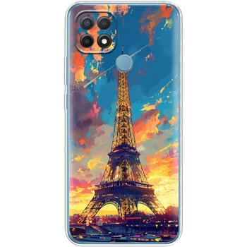 Силиконовый Чехол с Картинкой для OPPO A15s Принт (Париж, Эйфелева Башня) (044246-ysm038)