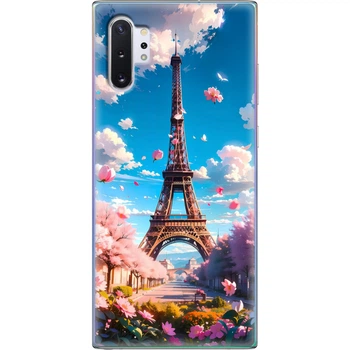 Силиконовый Чехол с Картинкой для Samsung Galaxy Note 10 Plus (N975) Принт (Париж, Эйфелева Башня) (37686-ysm035)