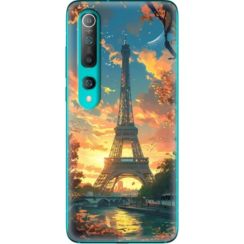 Силиконовый Чехол с Картинкой для Xiaomi Mi 10 Принт (Париж, Эйфелева Башня) (39436-ysm037)