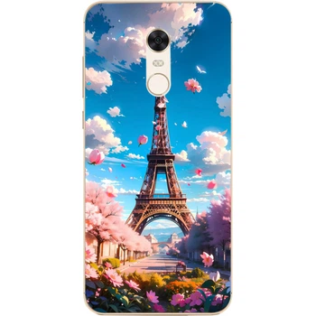 Силиконовый Чехол с Картинкой для Xiaomi Redmi 5 Plus Принт (Париж, Эйфелева Башня) (32522-ysm035)