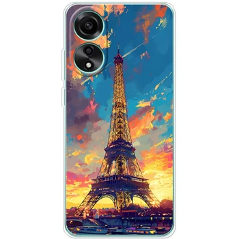 Силиконовый Чехол с Картинкой для OPPO A78 4G Принт (Париж, Эйфелева Башня) (49205-ysm038)