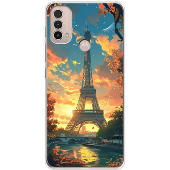 Силиконовый Чехол с Картинкой для Motorola E40 Принт (Париж, Эйфелева Башня) (44889-ysm037)