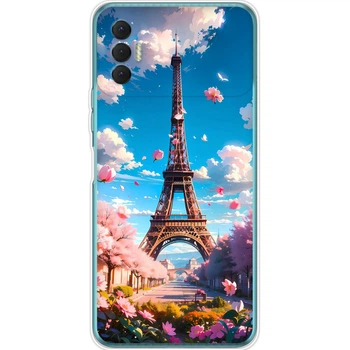 Силиконовый Чехол с Картинкой для Tecno Spark 8P Принт (Париж, Эйфелева Башня) (44234-ysm035)