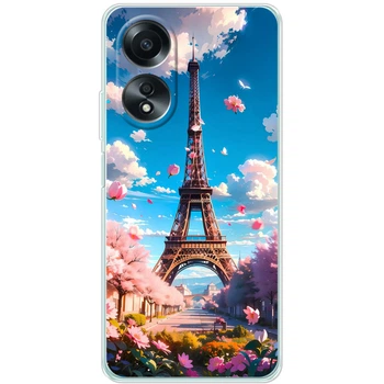 Силиконовый Чехол с Картинкой для OPPO A58 4G Принт (Париж, Эйфелева Башня) (49450-ysm035)