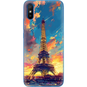 Силиконовый Чехол с Картинкой для Xiaomi Redmi 9A Принт (Париж, Эйфелева Башня) (40304-ysm038)