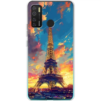 Силиконовый Чехол с Картинкой для Tecno Spark 5 Pro Принт (Париж, Эйфелева Башня) (43983-ysm038)