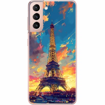 Силиконовый Чехол с Картинкой для Samsung Galaxy S21 (G991) Принт (Париж, Эйфелева Башня) (41709-ysm038)