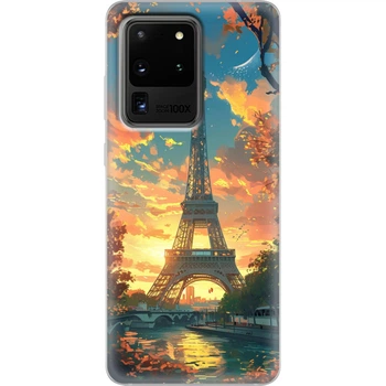 Силиконовый Чехол с Картинкой для Samsung Galaxy S20 Ultra (G988) Принт (Париж, Эйфелева Башня) (38878-ysm037)