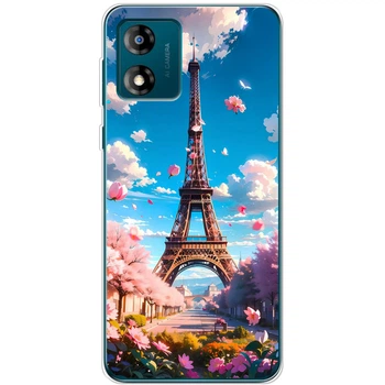 Силиконовый Чехол с Картинкой для Motorola E13 Принт (Париж, Эйфелева Башня) (45899-ysm035)