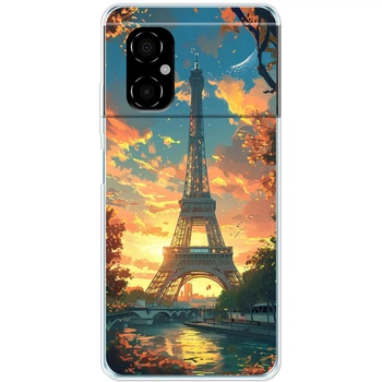 Силиконовый Чехол с Картинкой для Xiaomi Poco M4 5G Принт (Париж, Эйфелева Башня) (50709-ysm037)