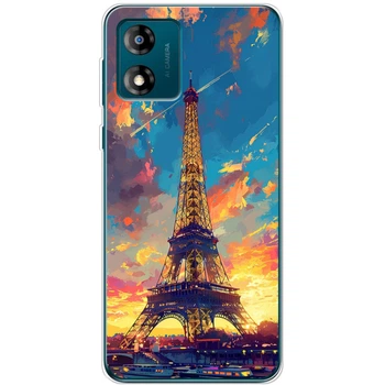 Силиконовый Чехол с Картинкой для Motorola E13 Принт (Париж, Эйфелева Башня) (45899-ysm038)