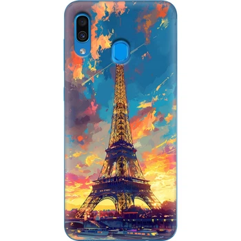 Силиконовый Чехол с Картинкой для Samsung Galaxy A20 (A205) Принт (Париж, Эйфелева Башня) (38263-ysm038)