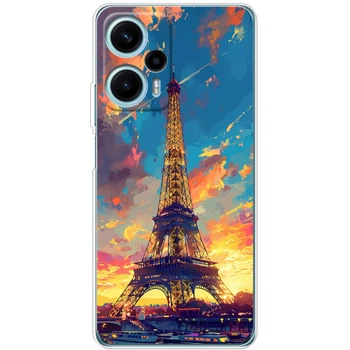 Силиконовый Чехол с Картинкой для Xiaomi Poco F5 Принт (Париж, Эйфелева Башня) (47675-ysm038)