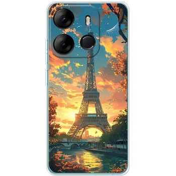 Силиконовый Чехол с Картинкой для Tecno Spark Go 2023 Принт (Париж, Эйфелева Башня) (46251-ysm037)
