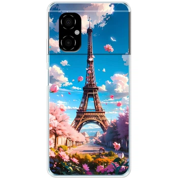 Силиконовый Чехол с Картинкой для Xiaomi Poco M4 5G Принт (Париж, Эйфелева Башня) (50709-ysm035)