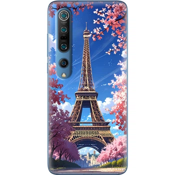Силиконовый Чехол с Картинкой для Xiaomi Mi 10 Pro Принт (Париж, Эйфелева Башня) (39437-ysm036)