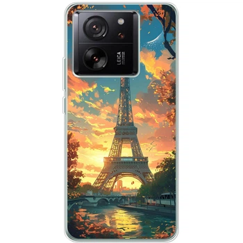 Силиконовый Чехол с Картинкой для Xiaomi 13T Принт (Париж, Эйфелева Башня) (50405-ysm037)