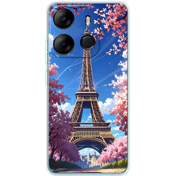 Силиконовый Чехол с Картинкой для Tecno Spark Go 2023 Принт (Париж, Эйфелева Башня) (46251-ysm036)