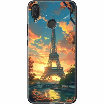 Силиконовый Чехол с Картинкой для Huawei P Smart Plus Принт (Париж, Эйфелева Башня) (34912-ysm037)
