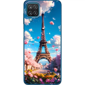Силиконовый Чехол с Картинкой для Samsung Galaxy A12 (A125) Принт (Париж, Эйфелева Башня) (41506-ysm035)