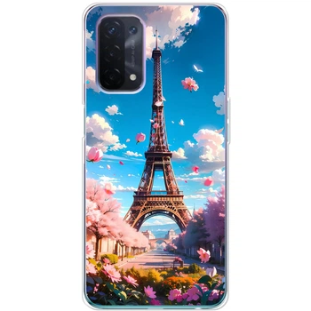 Силиконовый Чехол с Картинкой для OPPO A54 5G Принт (Париж, Эйфелева Башня) (46065-ysm035)