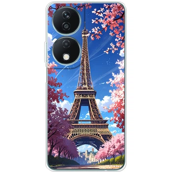 Силиконовый Чехол с Картинкой для Huawei Honor X7b Принт (Париж, Эйфелева Башня) (55406-ysm036)