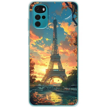 Силиконовый Чехол с Картинкой для Motorola G22 Принт (Париж, Эйфелева Башня) (44891-ysm037)