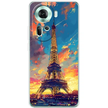 Силиконовый Чехол с Картинкой для OPPO Reno 11 5G Принт (Париж, Эйфелева Башня) (55882-ysm038)