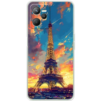 Силиконовый Чехол с Картинкой для Realme C35 Принт (Париж, Эйфелева Башня) (44624-ysm038)
