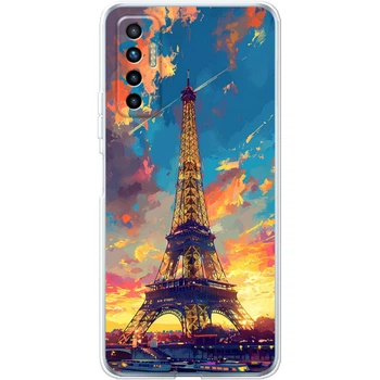 Силиконовый Чехол с Картинкой для Tecno Camon 17P Принт (Париж, Эйфелева Башня) (43982-ysm038)